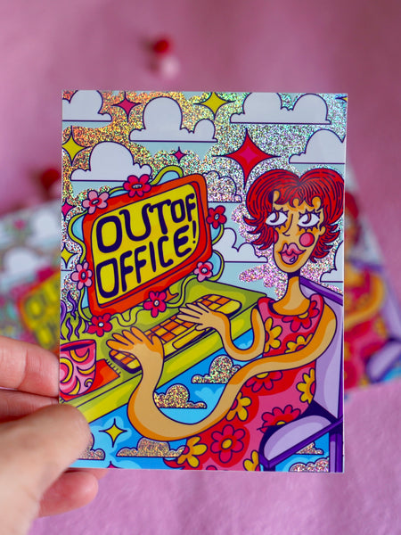 Out of Office - Glitter Vinyl Sticker