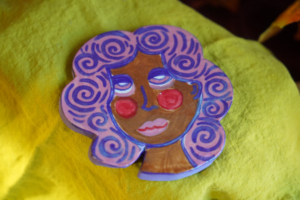 Pink Head - Handmade Ceramic Wallhanging