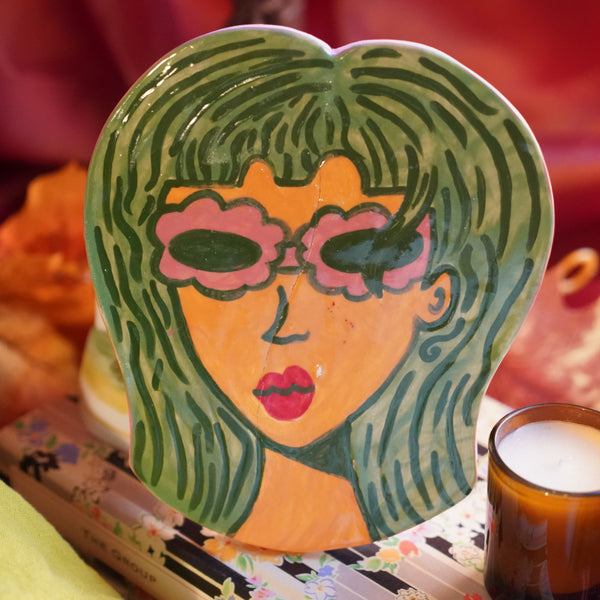 Green Head - Handmade Ceramic Wallhanging
