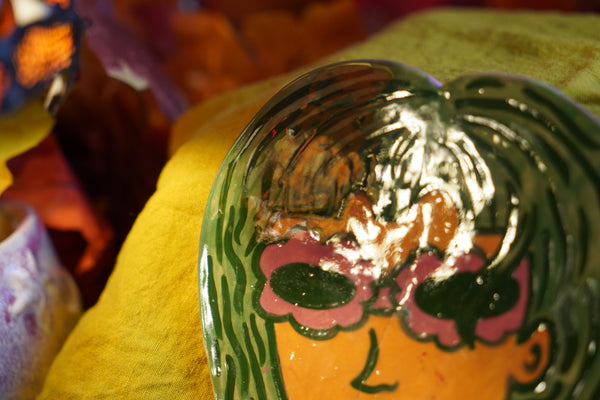 Green Head - Handmade Ceramic Wallhanging