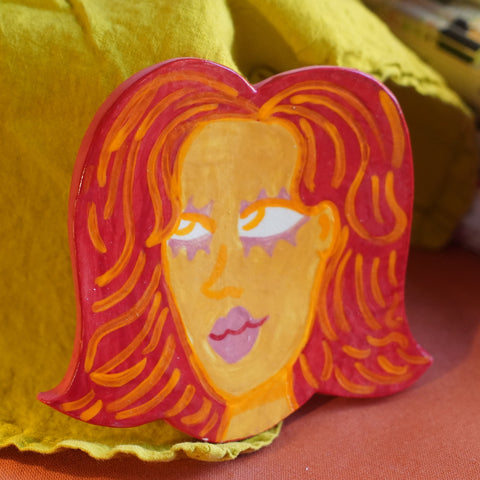 Red Head - Handmade Ceramic Wallhanging