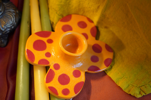 Orange Flower - Handmade Ceramic Candle Holder