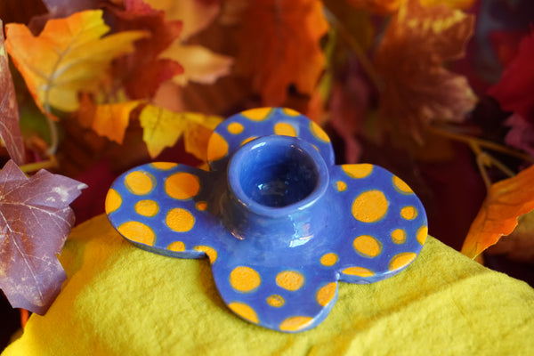 Purple Flower - Handmade Ceramic Candle Holder