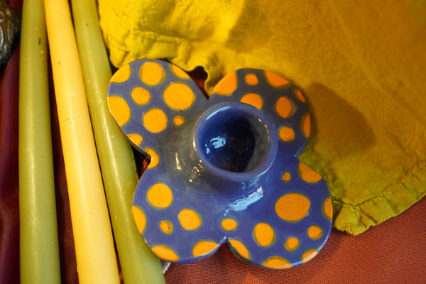 Purple Flower - Handmade Ceramic Candle Holder