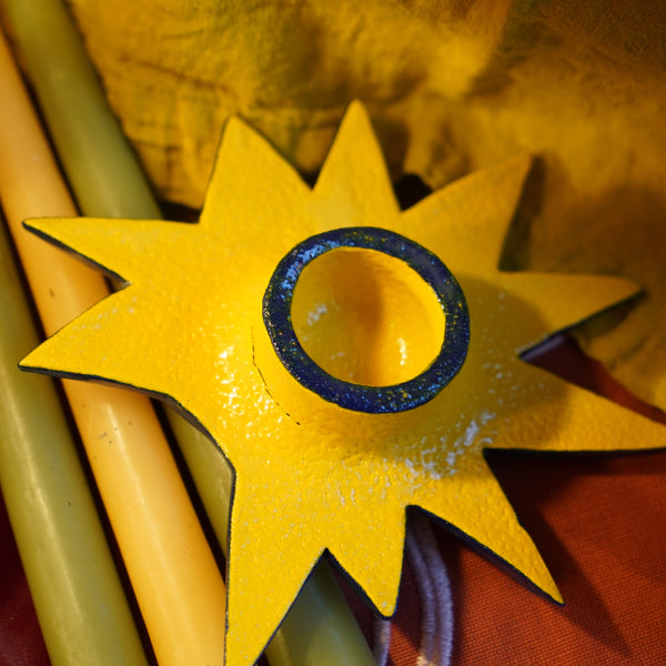 Yellow Star - Handmade Ceramic Candle Holder