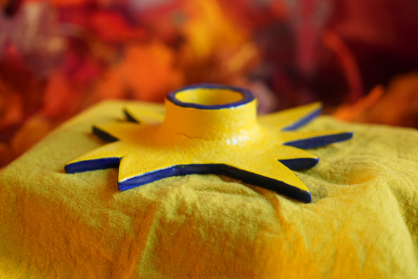Yellow Star - Handmade Ceramic Candle Holder