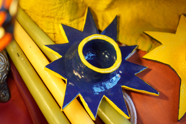 Blue Star - Handmade Ceramic Candle Holder