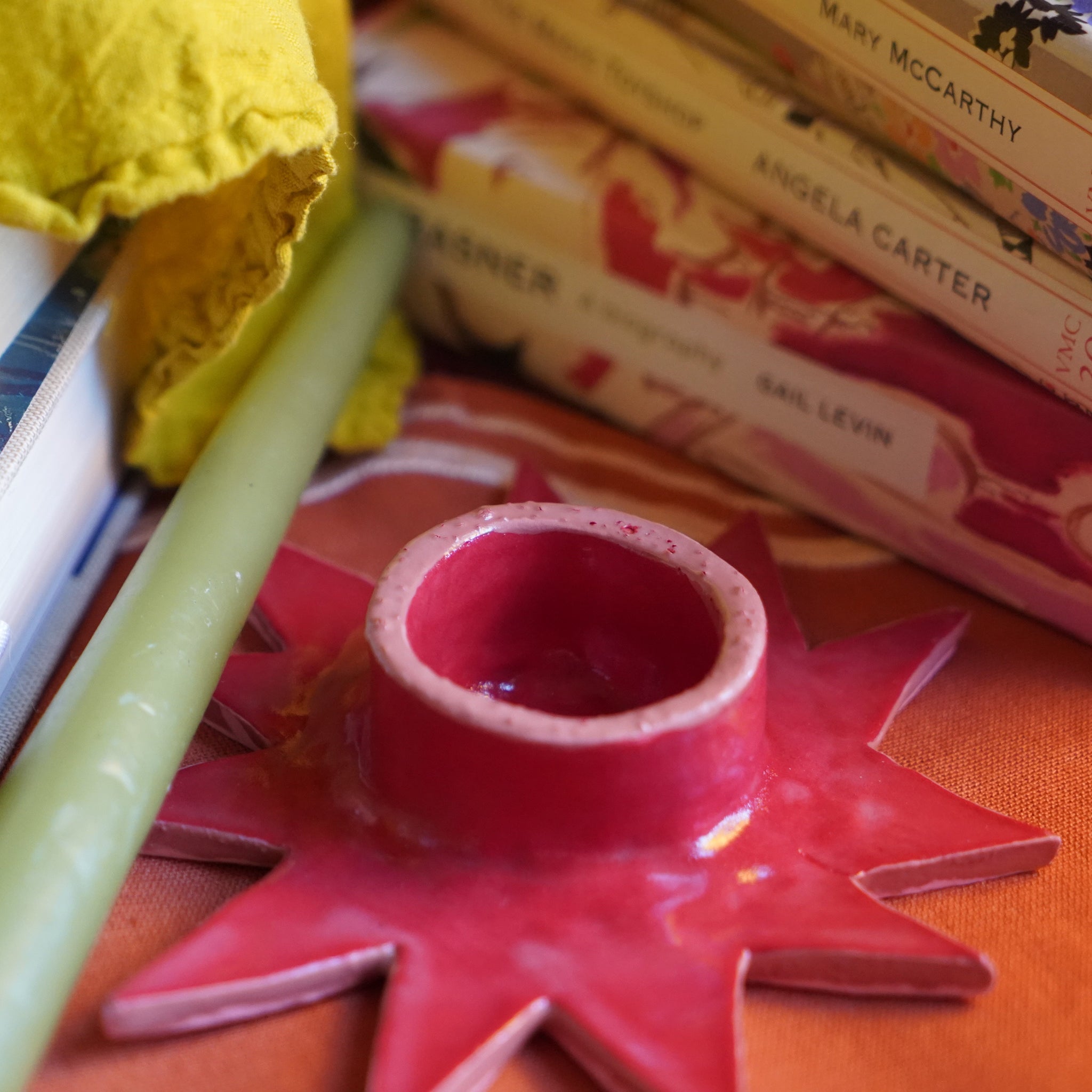 Red Star - Handmade Ceramic Candle Holder
