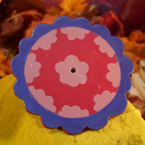 Flowers - Handmade Purple Ceramic Wallhanging