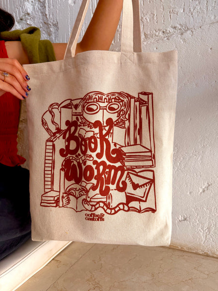 Bookworm! - Beige Tote Bag