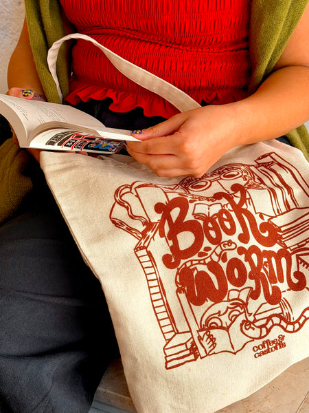 Bookworm! - Beige Tote Bag