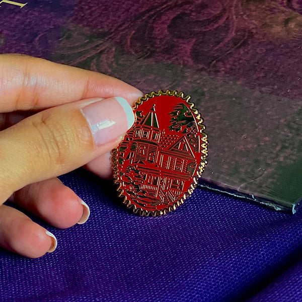 the haunted manor - gold enamel pin