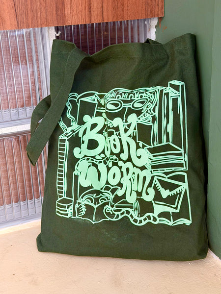Bookworm! - Forest Green Tote Bag