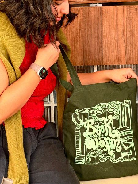 Bookworm! - Forest Green Tote Bag