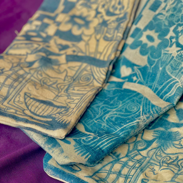 autumnal world - cyanotype pouch