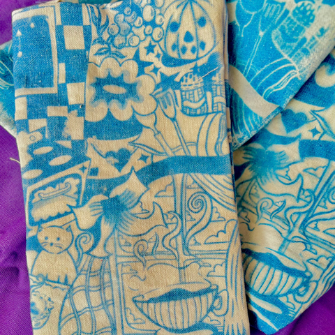 autumnal world - cyanotype pouch