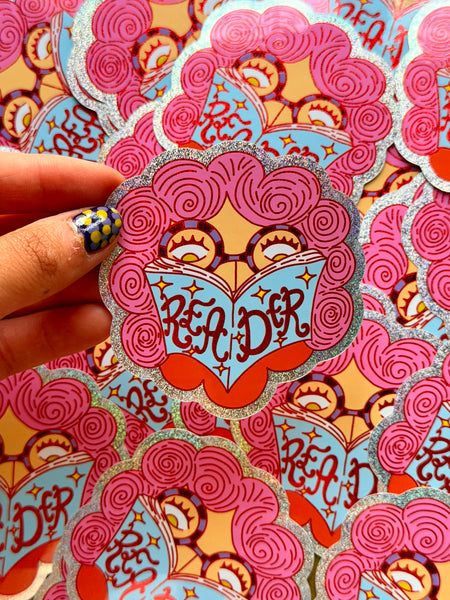 Reader - Glitter Vinyl Sticker