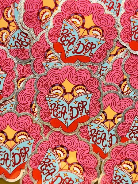 Reader - Glitter Vinyl Sticker