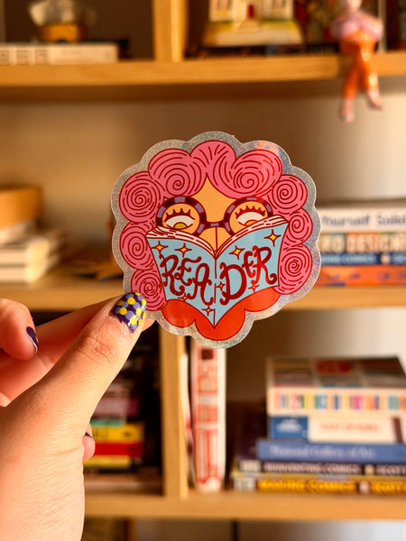Reader - Glitter Vinyl Sticker