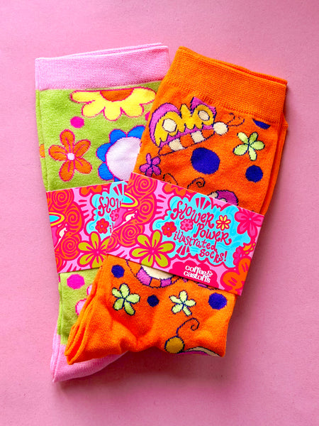 Flower Power - Set of 2 Illustrated Socks