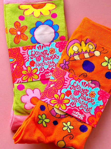 Flower Power - Set of 2 Illustrated Socks