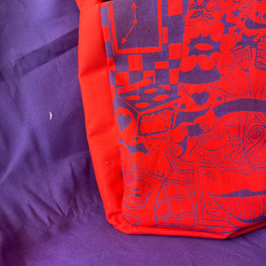 autumn orange screenprinted tote bag