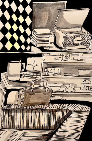 In my room: Original Ink Drawing