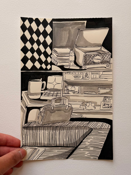 In my room: Original Ink Drawing