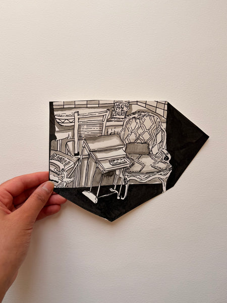 Living room: Original Ink Drawing