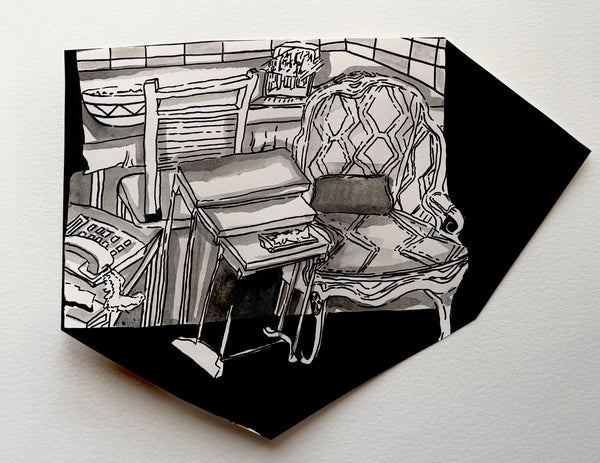 Living room: Original Ink Drawing
