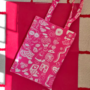 pink love! - illustrated tote bag