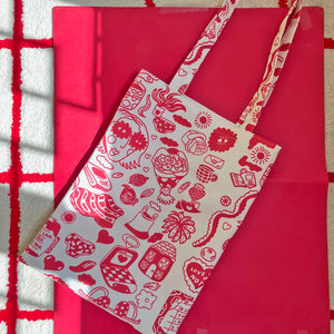 red love! - illustrated tote bag